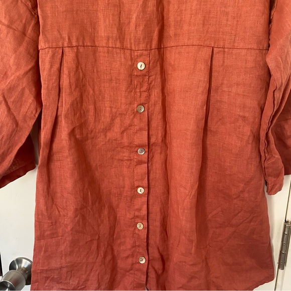 Terzo Millennio High/Low Blouse 100% Linen - Picture 5 of 6